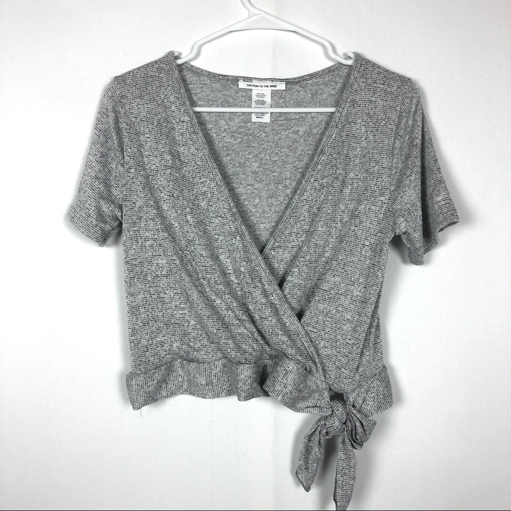 Caution To The Wind Wrap Shirt Heather Gray